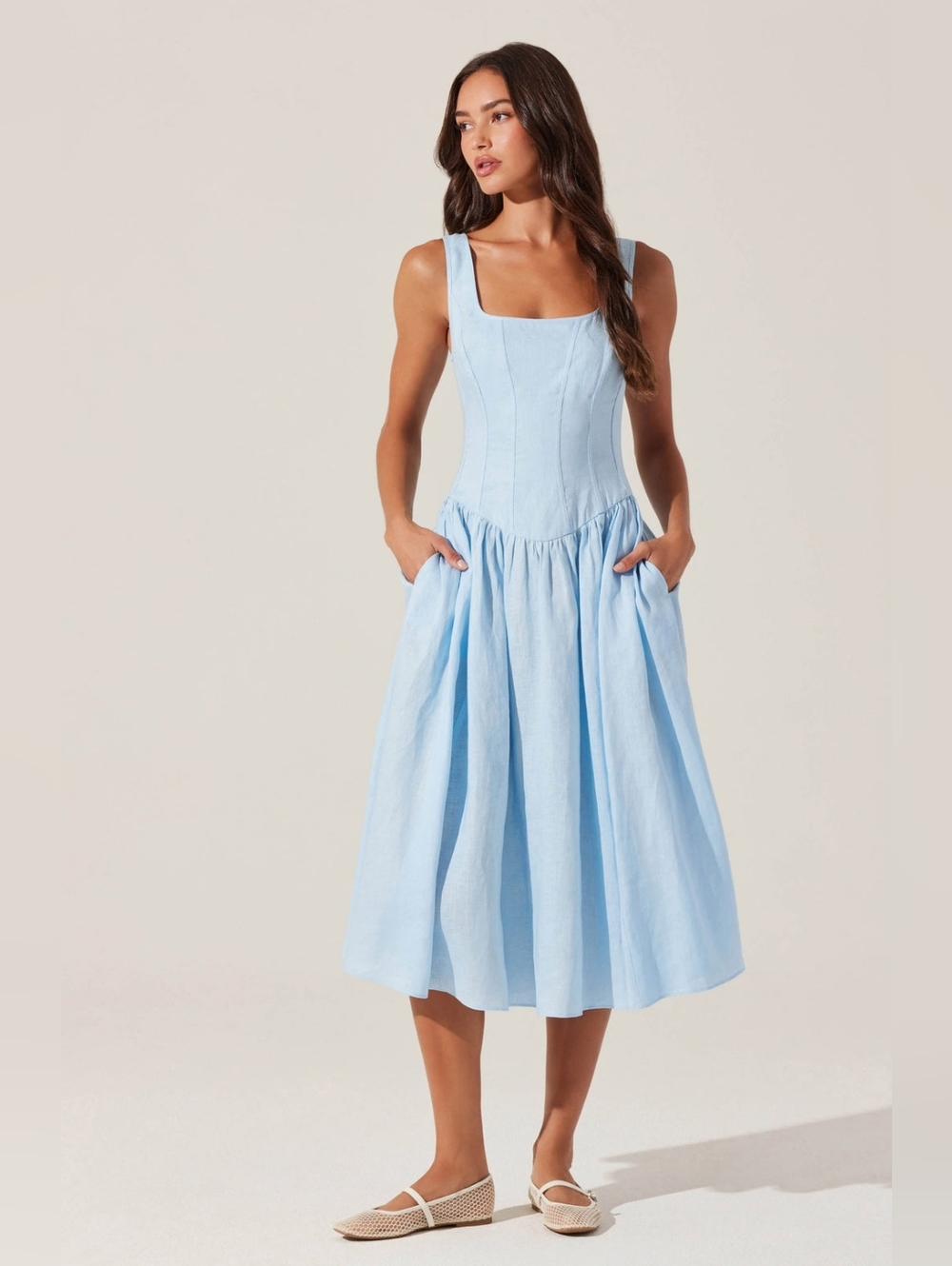 Astr The Label Thierry Linen Midi Dress Size Large - Picture 3 of 9